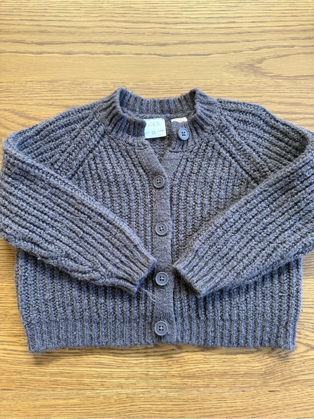 Zara Girls Ribbed Button-Front Knit Cardigan